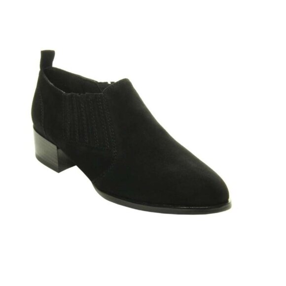 VANELI Talya Black Suede Leather Block Heel Ankle Chelsea Boots Size 7 - Picture 1 of 9